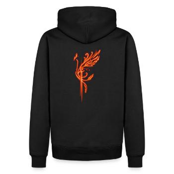 Phénix oiseau de feu style néon orange / rouge - Sweat à capuche Premium bio Homme - noir - Dos - Nico (187cm)