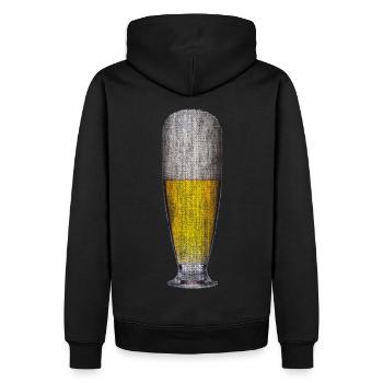 Bier retro look retrolook Schaumkrone - Männer Premium Bio Hoodie - Schwarz - Hinten - Nico (187cm)
