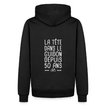 50 ans vélo tête dans le guidon anniversaire 50 - Sweat à capuche Premium bio Homme - noir - Dos - Nico (187cm)