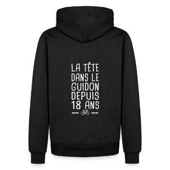18 ans vélo tête dans le guidon anniversaire 18 - Sweat à capuche Premium bio Homme - noir - Dos - Nico (187cm)