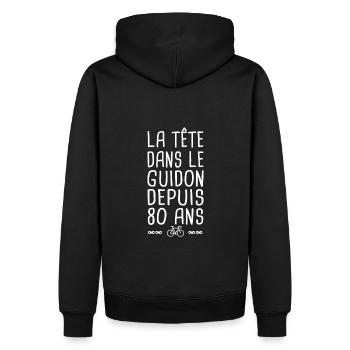 80 ans vélo tête dans le guidon anniversaire 80 - Sweat à capuche Premium bio Homme - noir - Dos - Nico (187cm)