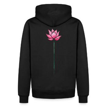 Rosa Lotusblüte Zen Calm Yoga und Meditation Kunst - Männer Premium Bio Hoodie - Schwarz - Hinten - Nico (187cm)