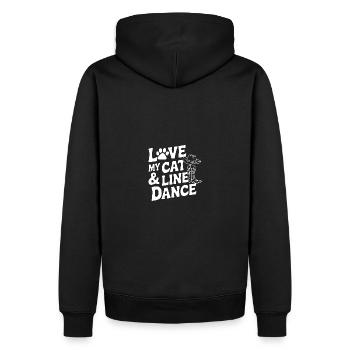 Ich liebe meine Katze und Line Dance - Männer Premium Bio Hoodie - Schwarz - Hinten - Nico (187cm)