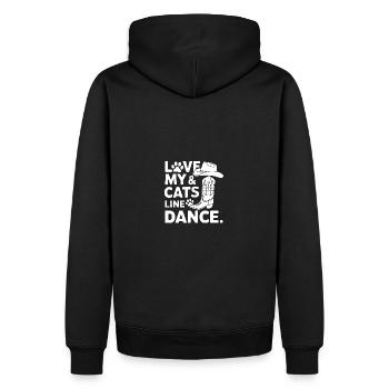 Katzen und Line Dance. Perfekt für die Katzenmama - Männer Premium Bio Hoodie - Schwarz - Hinten - Nico (187cm)