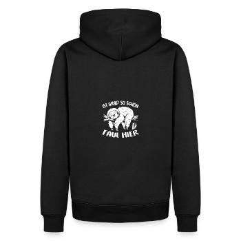 Süßes Faultier auf dem Baum ruhig bleiben - Männer Premium Bio Hoodie - Schwarz - Hinten - Nico (187cm)