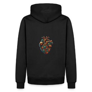 Buntes dekoratives Herz - Männer Premium Bio Hoodie - Schwarz - Hinten - Nico (187cm)