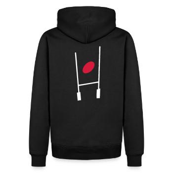 sport_r - Männer Premium Bio Hoodie - Schwarz - Hinten - Nico (187cm)