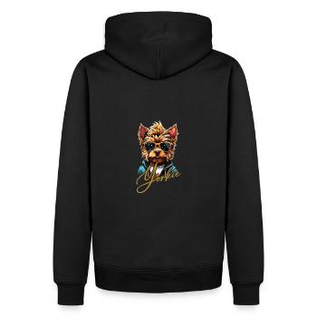 Yorkie Yorkshire Terrier cool avec lunettes de soleil - Sweat à capuche Premium bio Homme - noir - Dos - Nico (187cm)