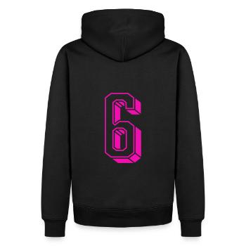 Zahl Sechs - Nummer 6 pink Mädchen Trikotnummer - Männer Premium Bio Hoodie - Schwarz - Hinten - Nico (187cm)