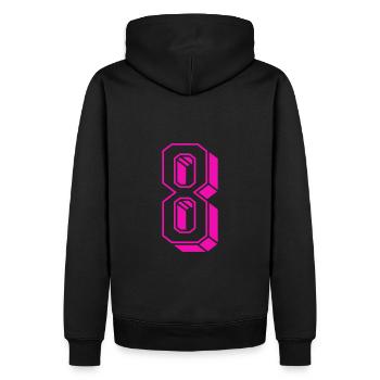 Zahl acht - Nummer 8 pink Mädchen Trikotnummer - Männer Premium Bio Hoodie - Schwarz - Hinten - Nico (187cm)