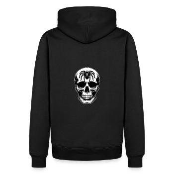 Skull mit großer Spinne auf der Stirn - Männer Premium Bio Hoodie - Schwarz - Hinten - Nico (187cm)