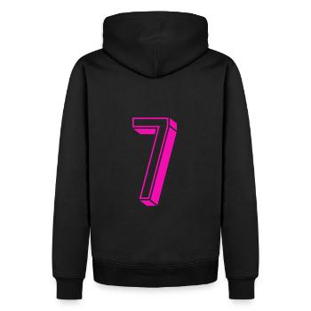 Zahl sieben - Nummer 7 pink Mädchen Trikotnummer - Männer Premium Bio Hoodie - Schwarz - Hinten - Nico (187cm)