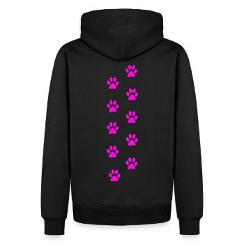 Motif d’empreintes de pattes de chat roses - Sweat à capuche Premium bio Homme - noir - Dos - Nico (187cm)