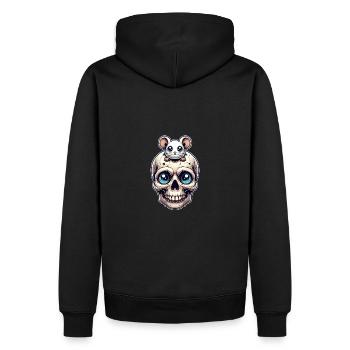 Crâne avec une jolie petite souris sur le front - Sweat à capuche Premium bio Homme - noir - Dos - Nico (187cm)