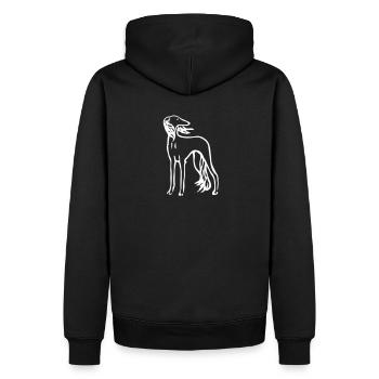 Saluki - Männer Premium Bio Hoodie - Schwarz - Hinten - Nico (187cm)