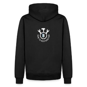 Comment restaurer la boutique de la chaîne YouTube - Sweat à capuche Premium bio Homme - noir - Dos - Nico (187cm)
