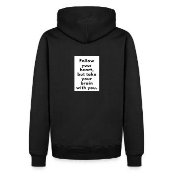 Follow your heart - Men’s Premium Organic Hoodie - black - Back - Nico (187cm)