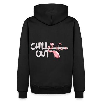 son froid paresseux Flamingo out cadeau casual cool - Sweat à capuche Premium bio Homme - noir - Dos - Nico (187cm)