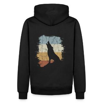 Cadeau vintage oldschool rétro hurlant loup - Sweat à capuche Premium bio Homme - noir - Dos - Nico (187cm)