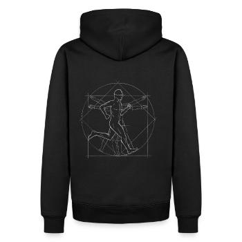 Dessin d'anatomie coureur homme Vitruve - Sweat à capuche Premium bio Homme - noir - Dos - Nico (187cm)