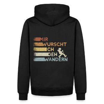 Retro Mir wurscht ich geh wandern cooler Wanderer - Männer Premium Bio Hoodie - Schwarz - Hinten - Nico (187cm)