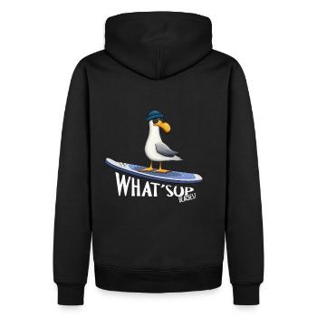 WHAT SUP Beaches Mer du Nord Mer Baltique Surfer Mouette - Sweat à capuche Premium bio Homme - noir - Dos - Nico (187cm)