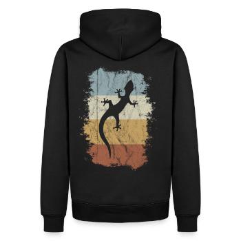 Rétro Gecko Vintage Salamander Années 60 Style Cadeau - Sweat à capuche Premium bio Homme - noir - Dos - Nico (187cm)