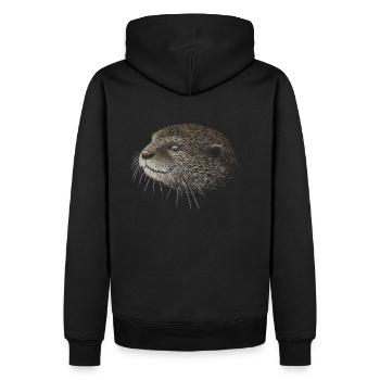 Otter drawing Cool expression Marten gift - Men’s Premium Organic Hoodie - black - Back - Nico (187cm)