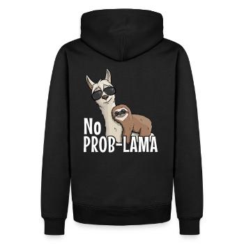 No Prob-Lama Kein Problem Faultier Lama Hipster - Männer Premium Bio Hoodie - Schwarz - Hinten - Nico (187cm)