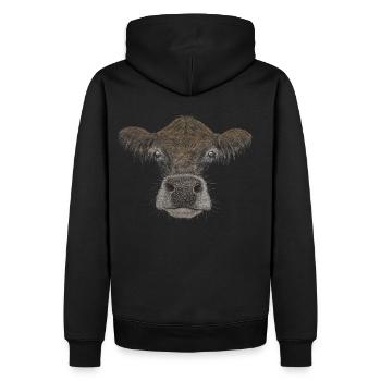 kuhle Kuh lässige Rind-Vieh Zeichnung Geschenk - Männer Premium Bio Hoodie - Schwarz - Hinten - Nico (187cm)