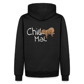 Chill Mal | grizzli glacé endormi - Sweat à capuche Premium bio Homme - noir - Dos - Nico (187cm)