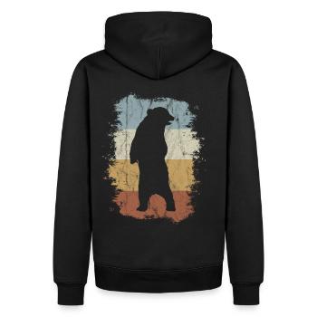 Grizzly Vintage des années 60 et 70 | Silhouette d'ours rétro - Sweat à capuche Premium bio Homme - noir - Dos - Nico (187cm)