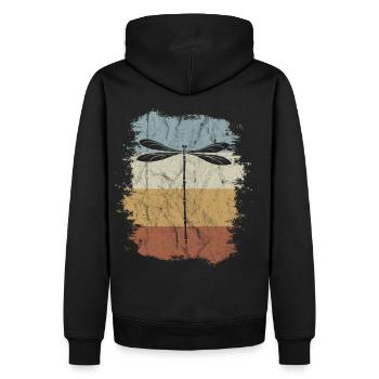 Dragonfly Fan Rétro vintage silhouette libellule - Sweat à capuche Premium bio Homme - noir - Dos - Nico (187cm)