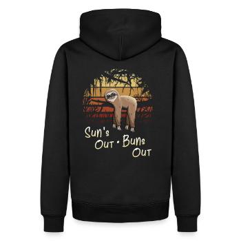 Sun's Out Buns Out Retro Dschungel Chill Faultier - Männer Premium Bio Hoodie - Schwarz - Hinten - Nico (187cm)