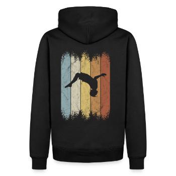 Retro Salto BackFlip Parkour Freerunner Silhouette - Männer Premium Bio Hoodie - Schwarz - Hinten - Nico (187cm)