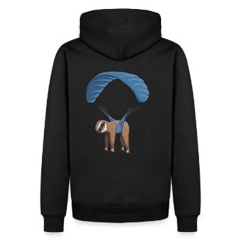 Paresseux cool en parapente, parachutisme - Sweat à capuche Premium bio Homme - noir - Dos - Nico (187cm)