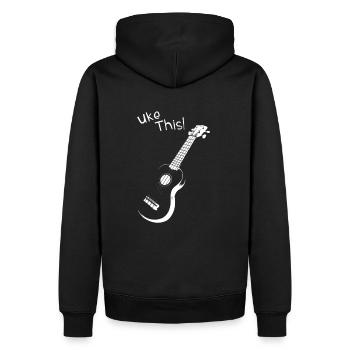 Uke This! Prend ça! Silhouette instrument ukulélé - Sweat à capuche Premium bio Homme - noir - Dos - Nico (187cm)