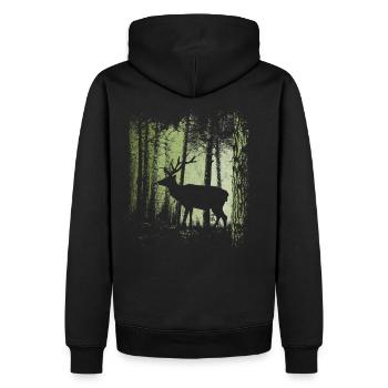 Dusk forest fallow deer stag silhouett - Men’s Premium Organic Hoodie - black - Back - Nico (187cm)