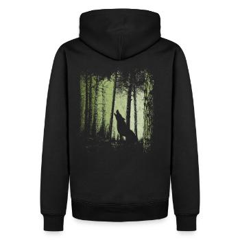 Forest Howling Wolf Silhouette - Men’s Premium Organic Hoodie - black - Back - Nico (187cm)