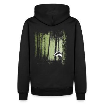 blaireau effronté dans l'illustration de la forêt crépusculaire - Sweat à capuche Premium bio Homme - noir - Dos - Nico (187cm)