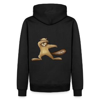 dabbender Bieber dabbing Dab Tanz Geschenk - Männer Premium Bio Hoodie - Schwarz - Hinten - Nico (187cm)