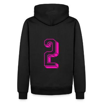 Zahl zwei - Nummer 2 pink Mädchen Trikotnummer - Männer Premium Bio Hoodie - Schwarz - Hinten - Nico (187cm)