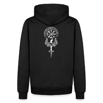 Wikinger-Symbol Yggdrasil Vegvisir Futhark - Männer Premium Bio Hoodie - Schwarz - Hinten - Nico (187cm)