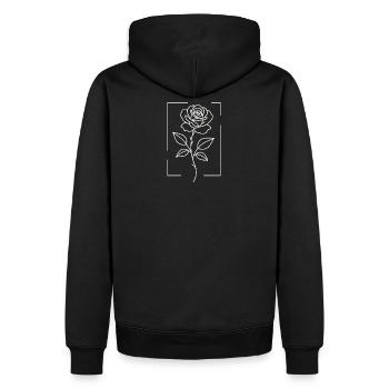 Pink Minimal Noir Line - Männer Premium Bio Hoodie - Schwarz - Hinten - Nico (187cm)