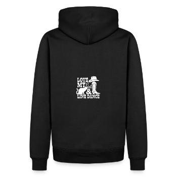 Ich liebe meine Katze und Line Dance - Männer Premium Bio Hoodie - Schwarz - Hinten - Nico (187cm)