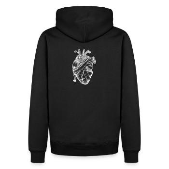 Herz und Wundpflaster - Männer Premium Bio Hoodie - Schwarz - Hinten - Nico (187cm)