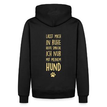 Lasst mich in Ruhe Hund - Männer Premium Bio Hoodie - Schwarz - Hinten - Nico (187cm)