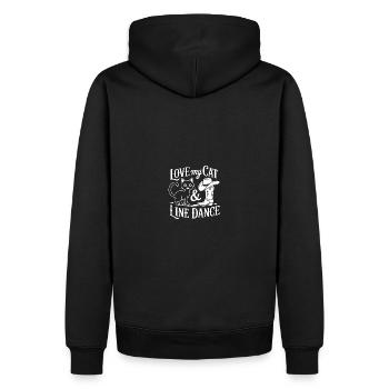 Ich liebe meine Katzen und Line Dance - Männer Premium Bio Hoodie - Schwarz - Hinten - Nico (187cm)
