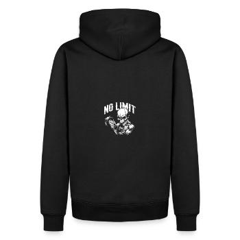 Bodybuilding Skull Workout and No Limit - Männer Premium Bio Hoodie - Schwarz - Hinten - Nico (187cm)
