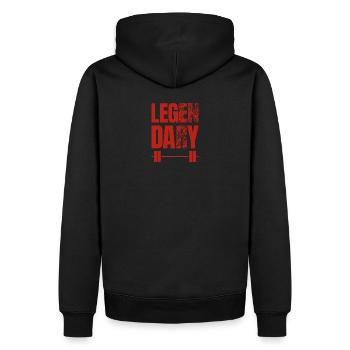 Bodybuilder Leg Day Barbell Strength Training - Men’s Premium Organic Hoodie - black - Back - Nico (187cm)
